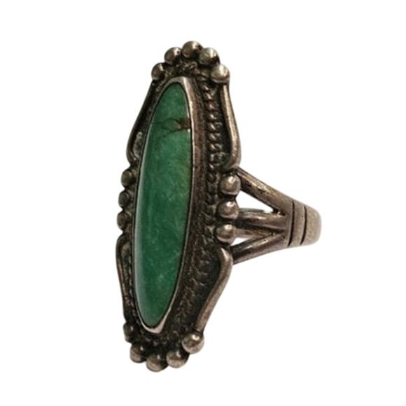 Vintage Bells Trading Post Turquoise Sterling Silver Ring - Picture 3 of 4